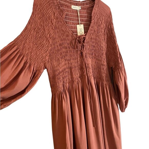 Roolee Dress New with Tags Size XL Renaissance Boho Pockets Ruched - Picture 3 of 10